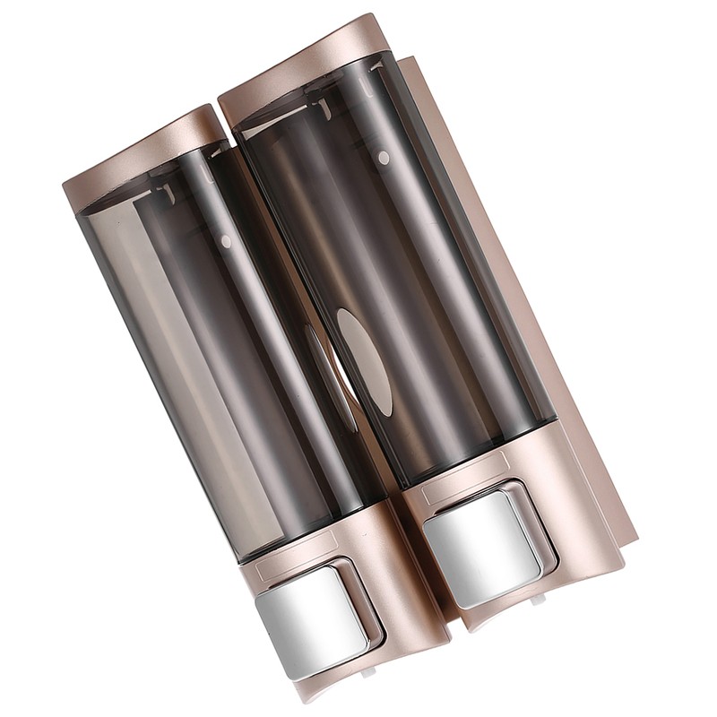 Manual Hand Soap Dispenser Wall Mount Double Liquid Shampoo Shower