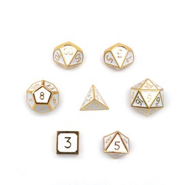 Fasizi Metal Polyhedral Dice Set with Black Storage Bag for Role Playing Games Dungeons and Dragons D&D Math Teaching (White)