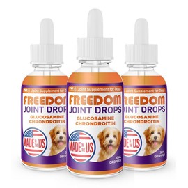Pup Labs Freedom Joint Drops - Dog Joint Support Supplement with Human-Grade Ingredients - No Fillers, Preservatives, Additives, or Artificial Ingredients, 3 30 ml Droppers