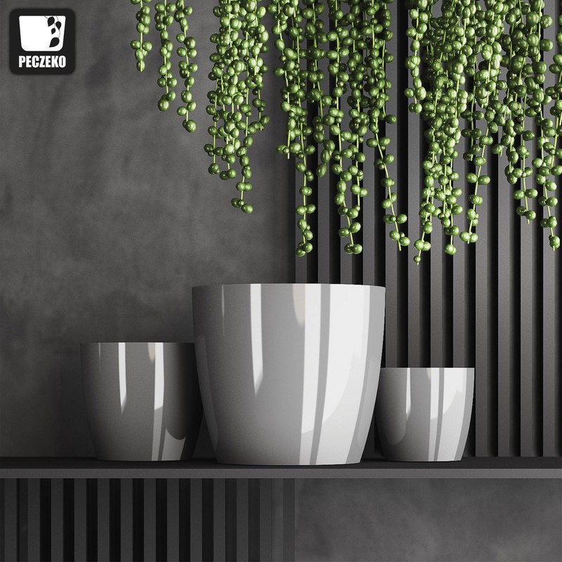 PECZEKO Flower Pot Shiny Plastic Planter Decorative Pot for Large