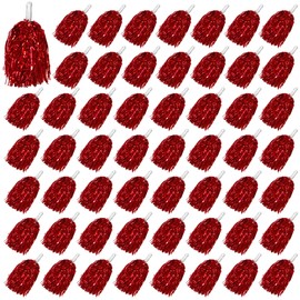 54 PCS Cheerleading Pom Poms Metallic Foil Pom Poms for Football Basketball Sports Squads Dancing Party Performance Celebration (Red)
