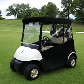 Anrgterg Golf Cart Enclosure 2 Passenger, Golf Cart Rain Cover Waterproof Dual Zipper Door Design Portable 300D Driving Enclosure Black