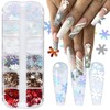 12 Grids Snowflake Nail Glitter Sequins 3D Snowflake Nail Art