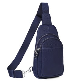 befen Genuine Leather Women's Cross-body Bags Small RFID Cross Body Phone Bag Anti Theft Sling Bags for Ladies Navy Blue Chest Bag for Women Daily Use