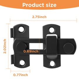 COMNICO 2pcs Barn Door Latche Gate Flip Door Latche Safety Doors Lock Matte Black Stainless Steel for Barn Wood Fence Sliding French Doors