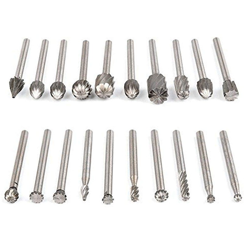 Gasea 20pcs 3mm Shank HSS Mini Router Burr Rotary File