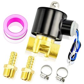 ERGAOBOY 1/4" BSP 12V Brass Electric Solenoid Valve with Hose Connection, Suitable for Water,Air,Fuel,Gas Closed