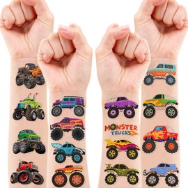 96PCS Monster Truck Temporary Tattoos for Kids, Birthday Party Supplies Favors Super Cute Fake Tattoos Stickers Party Decorations Boys Girls School Rewards Gifts