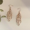 Unbranded 14K Rose Gold Plated Twist Leaf Dangle Drop Earrings