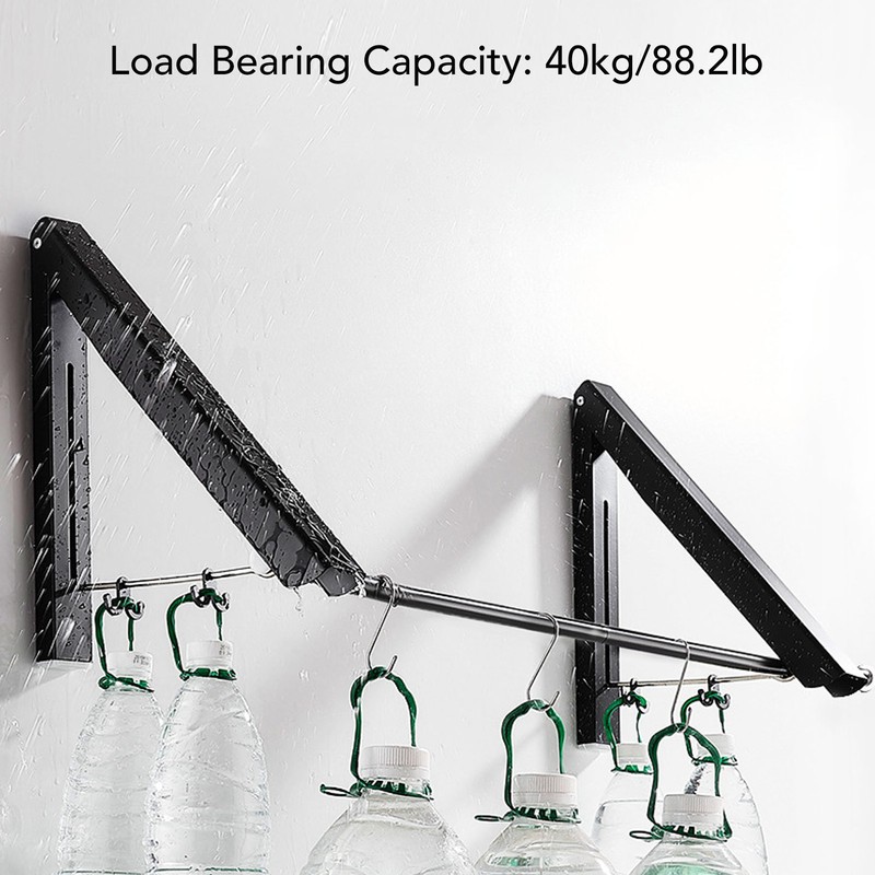 Retractable Clothes Hanger Rack Foldable Wall Mounted Aluminium Folding Clothes