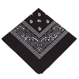 [UK SELLER] Men's/Women's Bandana Head Scarf Neck Scarves Paisley 100% COTTON (black)