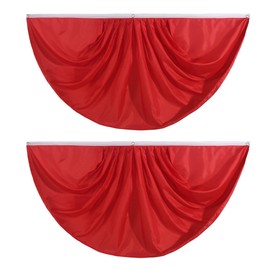 2 Pcs Red Pure Solid Colour Fan Flag,Colour Pleated Fan Flag Bunting 3 x 6 Ft Pleated Banner Indoor/Outdoor/Front Porch Decorations,Colour Half Fan Flag Patriotic Holiday decorations.
