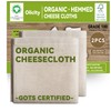 Organic Cheese Cloths, GOTS Certified, 2PCS, Grade 100, 20x20Inch Hemmed