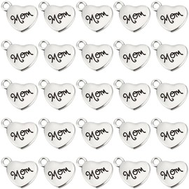 SUNNYCLUE 1 Box 50Pcs Heart Charms Bulk Silver Love Charms Alloy Antique Silvery Letter Cute Little Hearts Mother's Day Holiday Charm for Jewellery Making Charm Diy Craft Earring Necklace Bracelet