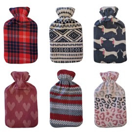 OLIVIA ROCCO Hot Water Bottle with Soft Fleece Cover Large Natural Rubber 2 Litre UK Safe Tested