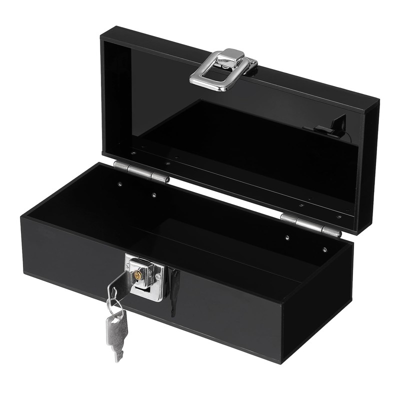 GUSHBIN Acrylic Cash Box with Lock Black Money Holder Organizer