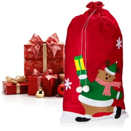 com-four® XXL gift bag for Christmas with reindeer motif - Santa bag to fill - Christmas bag - gift bag for Santa Claus costume and X-Mas decoration