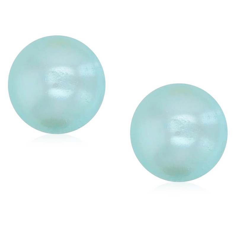 Sterling Silver Hypoallergenic Teal Blue Pearl Stud Earrings Freshwater Cultured