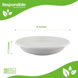 Responsible Products bowls are eco-friendly, Disposable Paper Bowls 24oz For Hot Soup (50 Count),Heavy Duty Paper Dinner Bowls, Dessert Bowls, Made from Sugarcane ＆ Bamboo Fibers