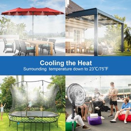 Outside Mister for Patio, Outdoor Misting Kit, 100Ft|30M. Backyard Mist Cooling System for Garden,Greenhouse,Fan,Deck,Umbrella,Canopy,Pool,Porch.Trampoline,Sprinkler, Kids, Park, BBQ Party Accessories