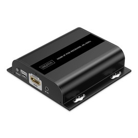 DIGITUS HDMI PoE IP Extender Receiver for DS-55353 - UHD 4k 60Hz - HDMI 2.0 - Up to 120 m Range - Receiver Unit - Point-to-Multipoint - CAT 6 - Black