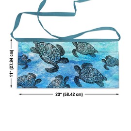 WIRESTER Unisex Waitress Apron for Servers, Adjustable Half Waist Apron With 3 Pockets for Kitchen Cooking Restaurant Teacher Gardening - Ocean Sea Turtles