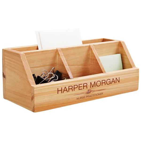 Personalization Universe Executive Personalized Wooden Desk Organizer