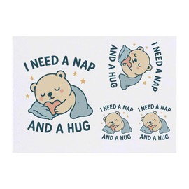 Azeeda 4 x 'Ich brauche ein Nickerchen und eine Umarmung' Temporäre Tattoos - Wasserfest, Hautfreundlich & Ungiftig · Transfers in Verschiedenen Größen (TO00086112)