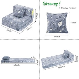 bluaqua Children's Folding Sofa, Children's Sofa Folding 2-in-1 Sofa Bed, Play Sofa, Children's Sofa, Glow Children's Sofa, Mini Sofa, Children's Couch, Folding Couch for Playroom