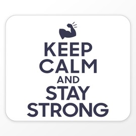 Fabulous Mauspad Keep Calm and Stay Strong Parodie Sport Krafttraining, Weiß (Maße 24 x 20 cm)