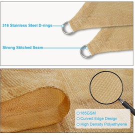 Shade Sails Sand, Curved Outdoor Patio Shade Canopy 3X3M Breathable Canopy 95% UV Block Breathable Canopy for Outdoor Patio Garden Backyard