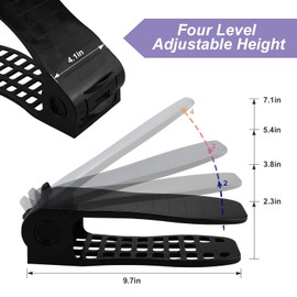 HOMOKUS Shoe Slots Organizer,16 Pack Adjustable Shoe Stackers,Double Layer Shoe Rack Holder,Four Position Flexible Adujstable Shoe Storage Slot for Closet Organization,Entryway (Black)