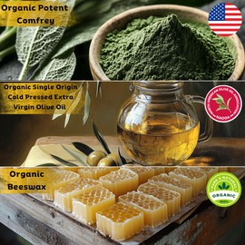 DNA Organics Comfrey Salve. Organic Herbal Balm for Bones, Muscles, Joints, Knees, Skin, Swelling & Tattoo Care. Handcrafted, Slow-Infused. No Chemical Fillers. 2 oz