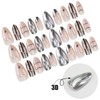 Silver Nails Press ons Short Almond Fake Nails Glossy Nude