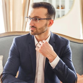 ESAVIA Premium Half Frame Reading Glasses for Men Blue Light Blocking Computer Reader Full Lens Magnifier Eyewear with Unbreakable Frame (Black Blue, 250)