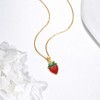 URONE Strawberry Necklace 925 Sterling Silver Red Strawberry Pendant Necklace