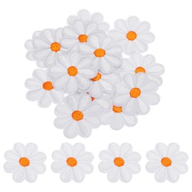 MECCANIXITY Flower Iron-on Patches Embroidered Sew Flower Patch Appliques Repair Patches for Clothing Repair Backpack Shoes Decoration 90x90mm/3.54x3.54 Pack of 15(White)