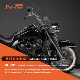 Prewired 78" Hydraulic Clutch Cable Extension Line for 14"-16" Handlebar Harley 2014-2016 Touring Road King FLHR/Road Glide FLTR/Street Glide FLHX/Electra Glide FLHT Models, Black