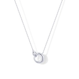 PAVOI Rhodium Plated Dainty Interlock Pendant Necklace for Women | Circle Link Pendant Necklaces