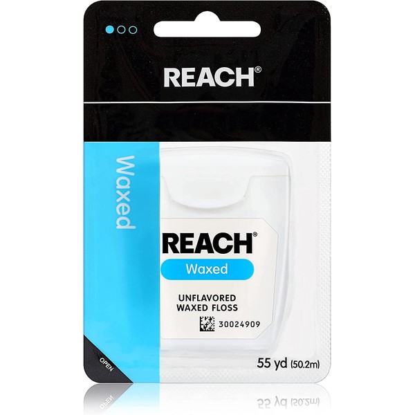 Reach Waxed Floss Unflavored - 55 yds, Pack of 6