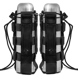 Dyna-Living Tactical Bottle Holder Military 1000D Nylon Water Bottle Bag Adjustable Bottle Holder for 17-84 oz Water Bottle (Black)