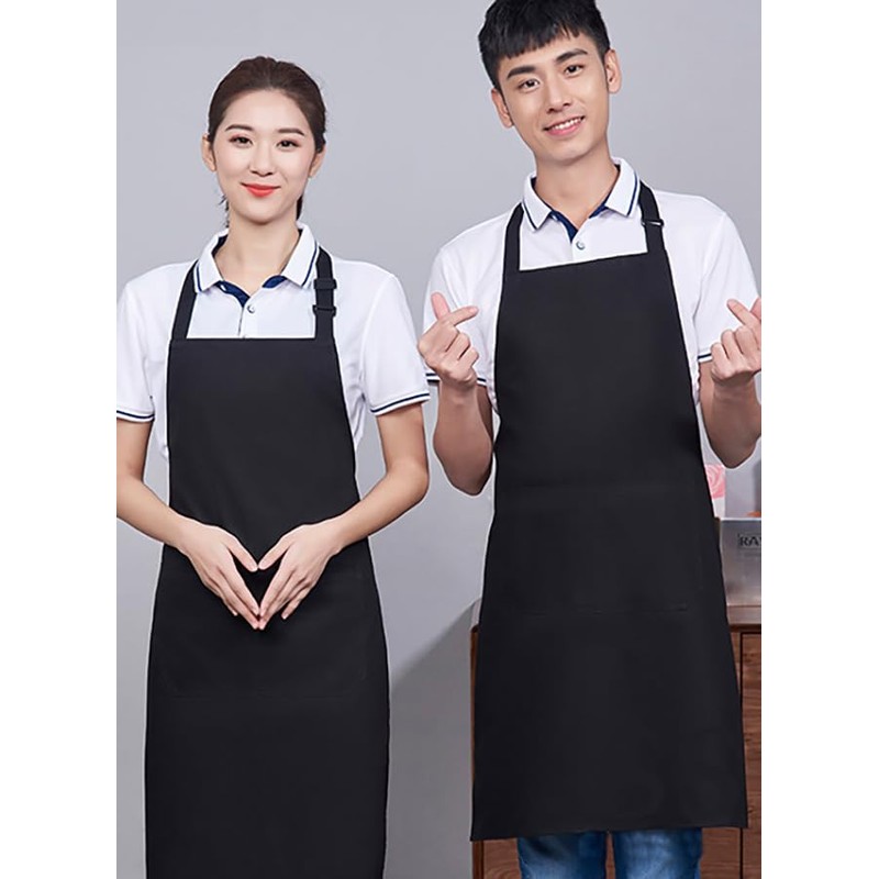 CHENGZI2-Piece Waterproof Kitchen Apron With Adjustable Neck Belt black