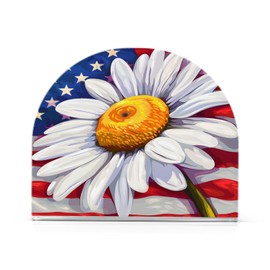 Servilleteros de acrílico transparente con flores, servilleteros de papel con bandera americana, dispensador de mesa de comedor, para cocina, restaurante, decoración del hogar, accesorios de bar