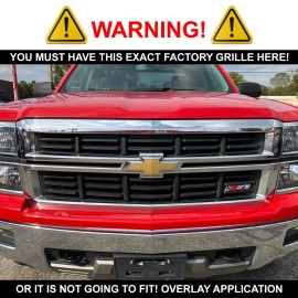 Coast2Coast International (CCI) Chrome 2PC Grille Grill Insert Overlay FOR 2014-2015 Chevy Silverado 1500 Z71