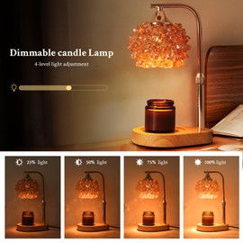 Candle Warmer Lamp with Timer – Adjustable Height & Dimmer, Amber K9 Crystal Shade – Wax Melt Warmer for Home Decor, 2 Bulbs Included