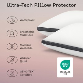 Coop Home Goods Ultra-Tech Pillow Protector for Memory Foam Pillow, Waterproof Bed Pillow Cover - Breathable Toddler Pillow Pillowcase, Zippered Pillow Cover, Machine Washable - Toddler Size (Grey)