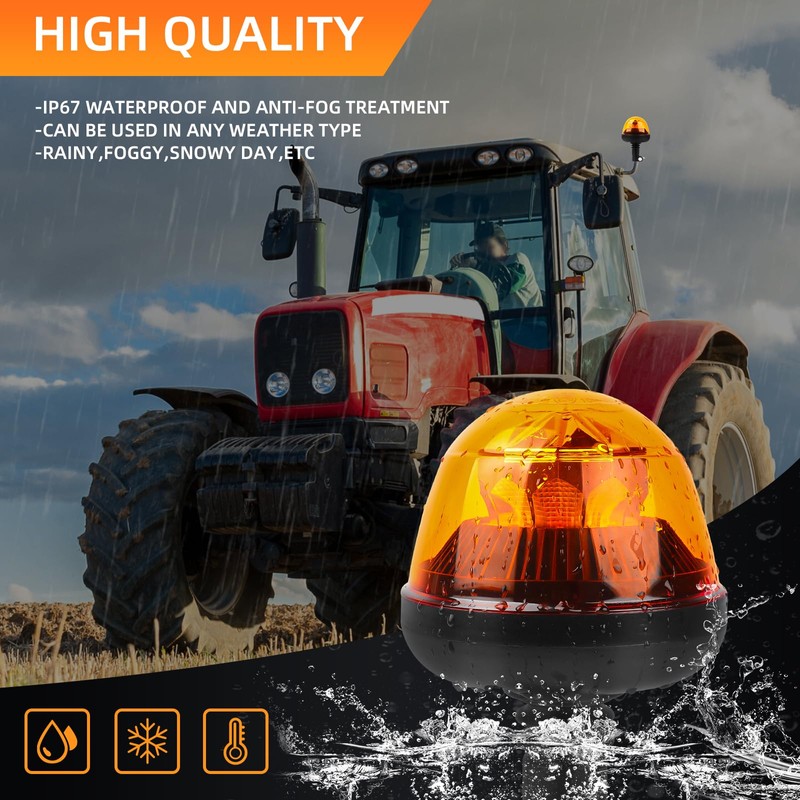 Qiping LED Beacon, 12 V/24 V Car Warning Light, Orange