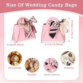 zisiueel 24 Pcs PU Leather Purse Gift Bags with Handles Ribbon Purse Party Favor Bags for Baby Showers Birthday Wedding Candy