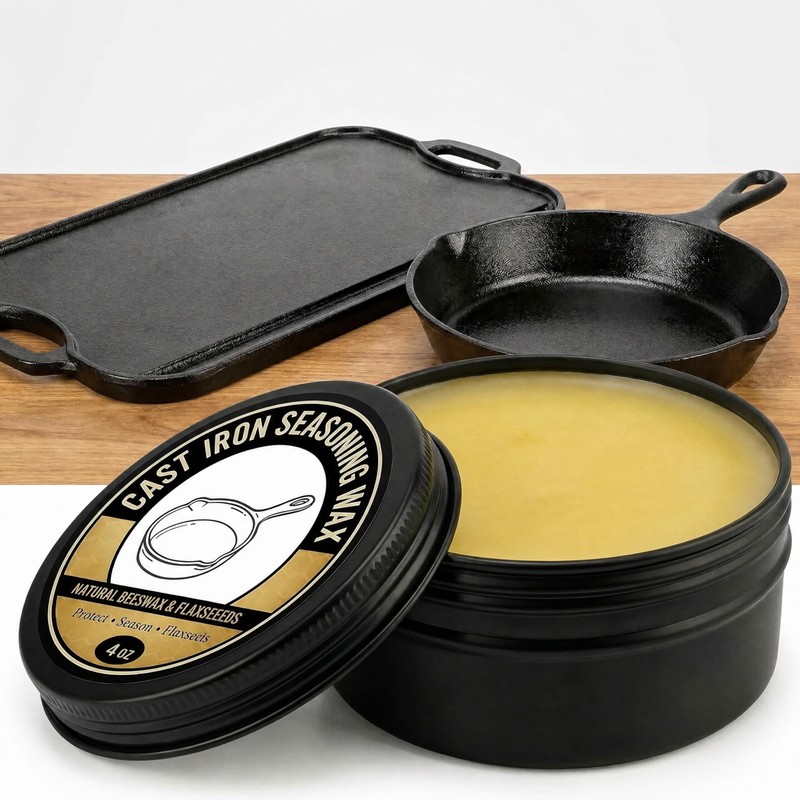 Cast Iron Seasoning Wax for Skillet and Griddle, Natural Conditioner