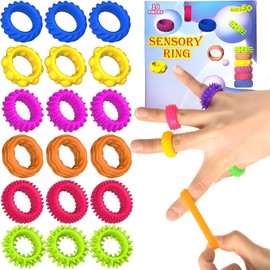 Fidget Toys Kids Sensory Rings, 18 Pack Fidget Ring Sensory Toys for Kids with Autism, Texture Stress Toys for Kid Autism Calming, Quiet Anxiety Fidgets for Classroom, Stocking Stuffers Prize Gift